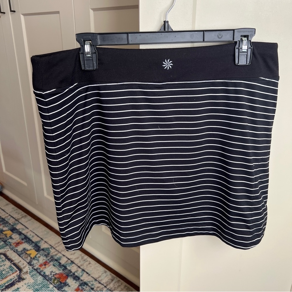 Athleta Skort with Built-in Shorts large Black and White Striped Active Large - Picture 2 of 5
